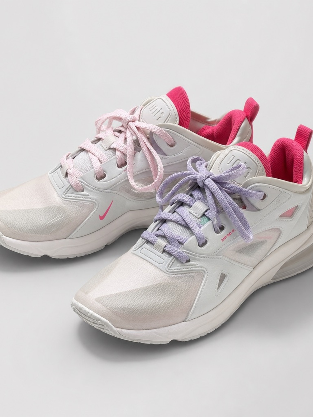 Nike Women's White Sneakers with Pink & Lavender Accents